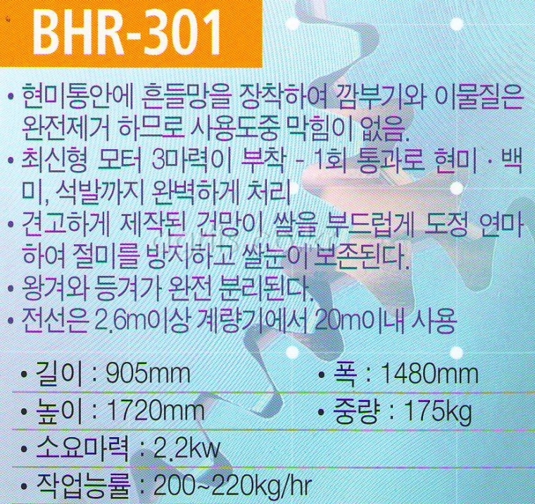 부흥 가정용 정미기 BHR-301 사진2